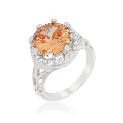Elegant Champagne Organic Cocktail Ring for Women - Vintage Gold Statement Jewelry for Parties, Weddings & Special Occasions