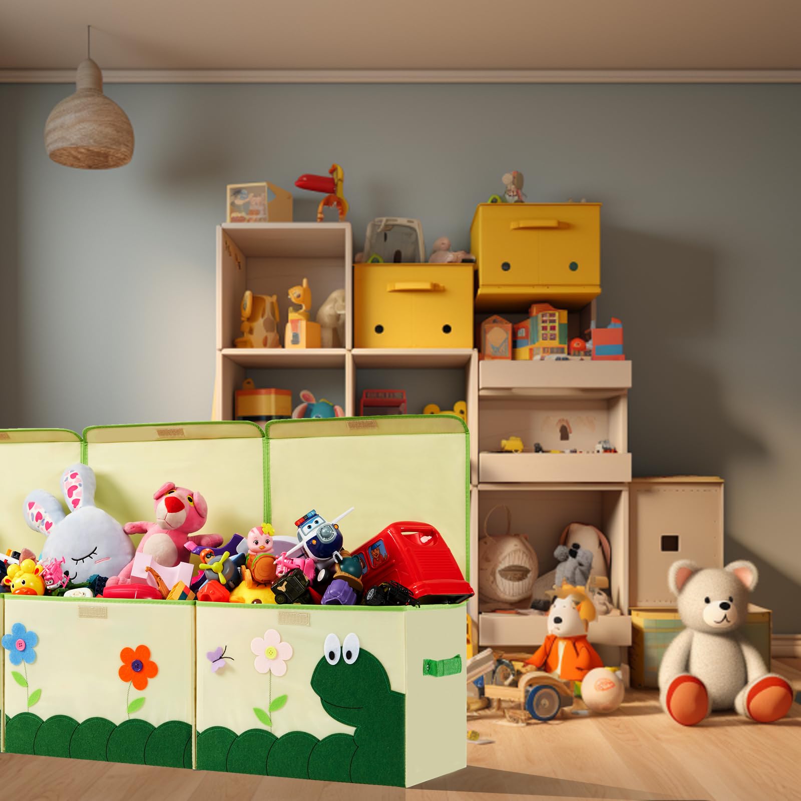 Large Kids Toy Storage Box with Lid - Cute Organizer Chest for Boys & Girls, Nursery Room Decor, Baby Toy Basket (Greedy Snake Design) | Perfect for Playroom Organization & Toddler Toy Storage