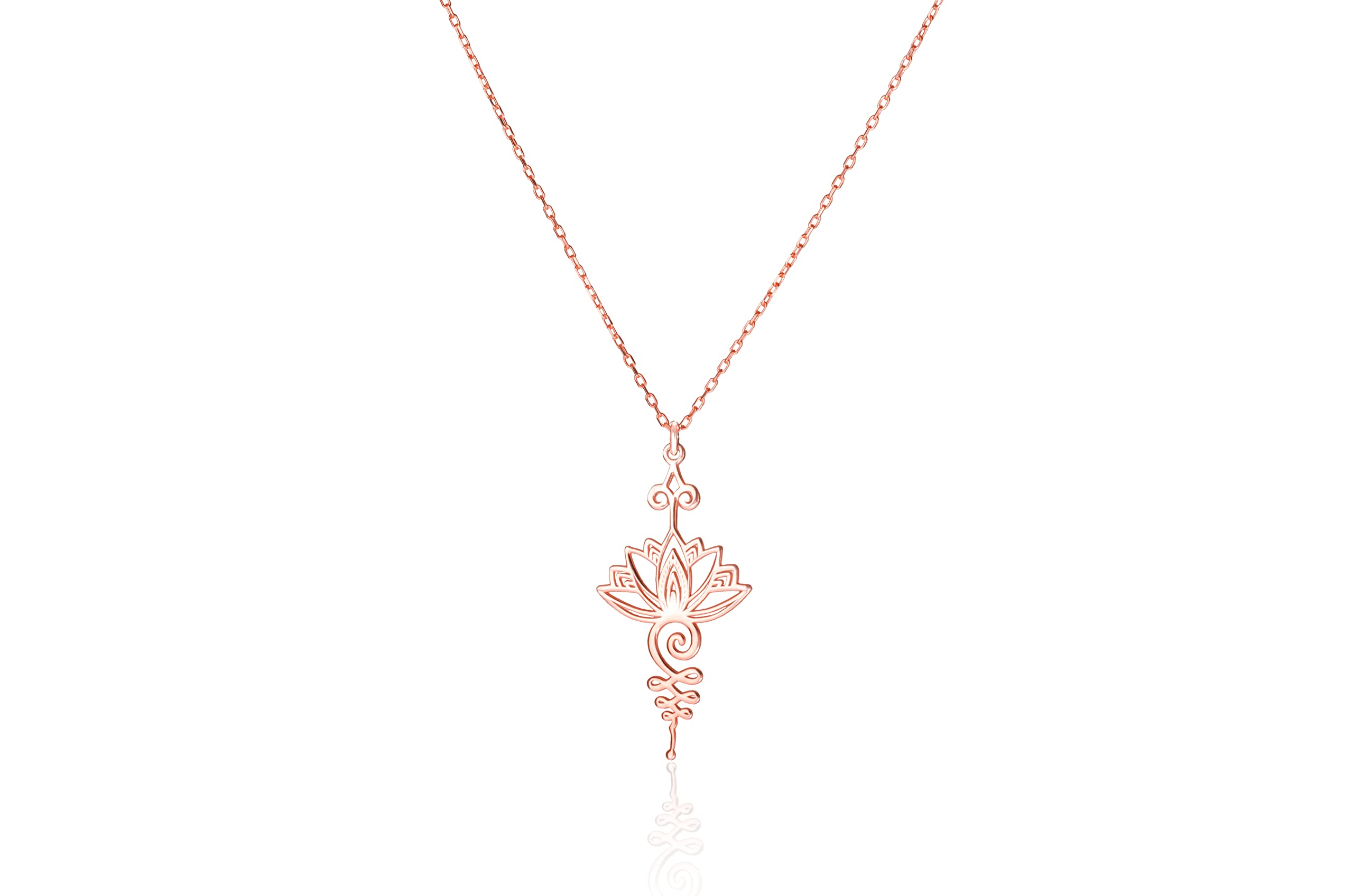 Lotus Unalome Necklace - 925 Sterling Silver Yoga Jewelry with Chakra & Spiritual Symbol Charm for Meditation, Mindfulness & Gift Giving