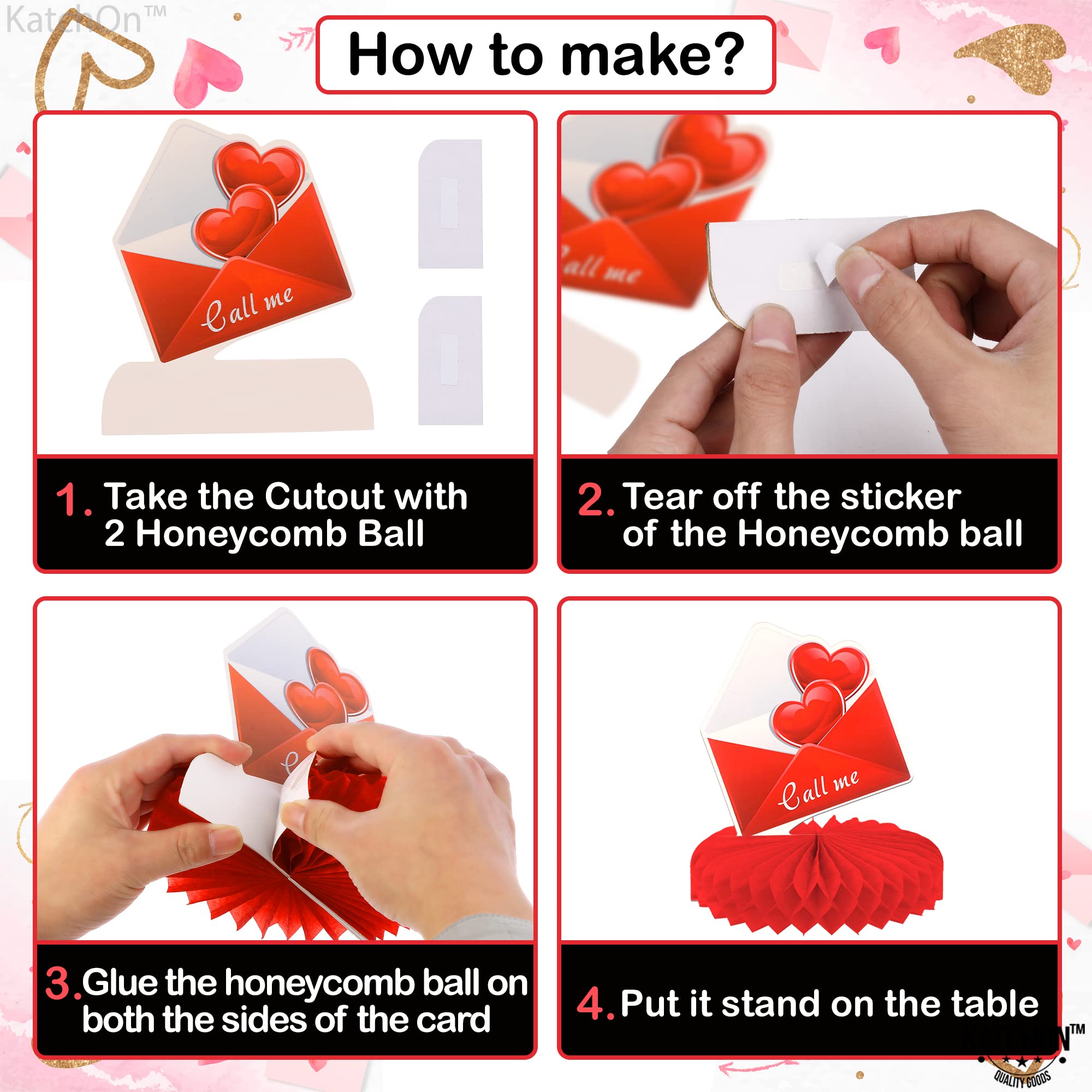 KatchOn 9-Pack 3D Red Heart Centerpieces for Tables - Love & Wedding Decor, Party Table Decorations | Perfect for Valentine's Day, Anniversary Celebrations & Romantic Dinners