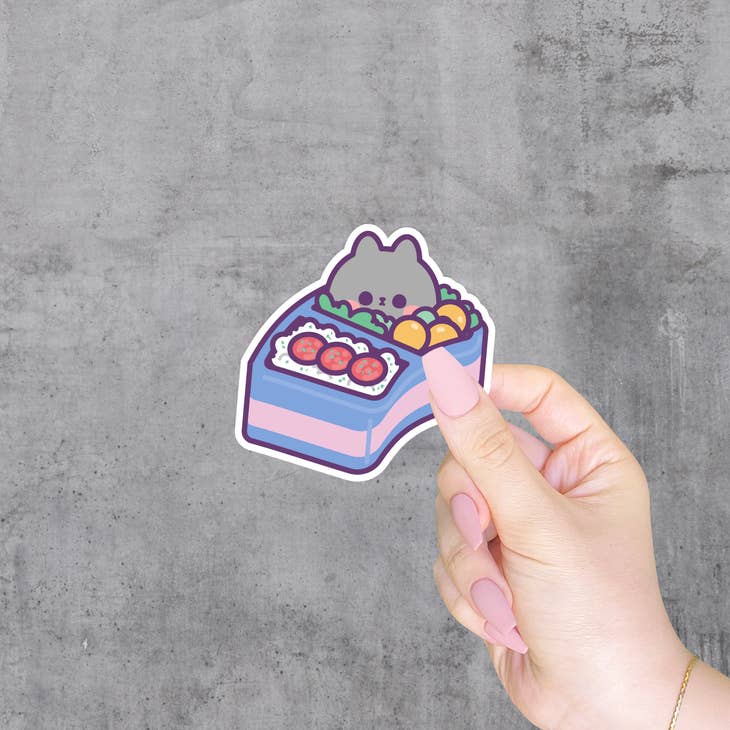 Cat Bento Box Vinyl Sticker - Cute Kawaii Japanese Food Decal for Laptops, Water Bottles & Notebooks - Perfect for School, Office & DIY Crafts