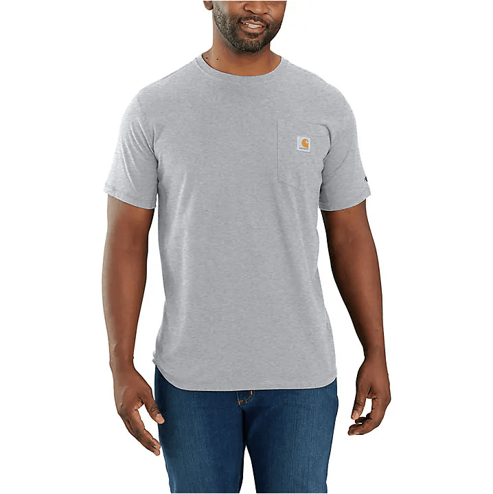 Carhartt Force® Relaxed Fit Midweight Short Sleeve Pocket T-Shirt for Men - Heather Grey | Workwear & Casual Everyday Wear