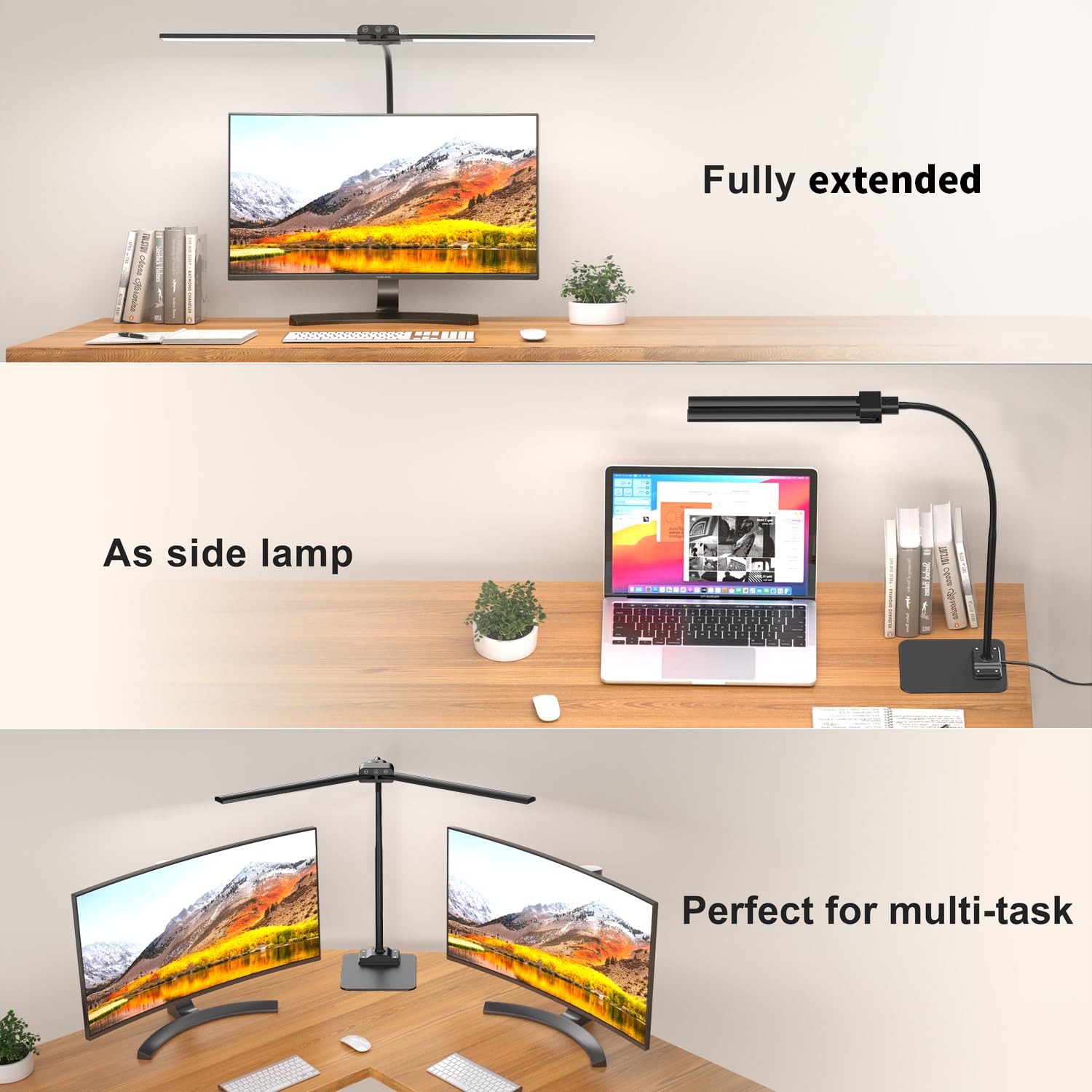 KableRika Dual LED Desk Lamp - Adjustable Brightness Eye-Caring Light for Home Office, Reading & Computer Work - Dimmable Task Lighting with Sturdy Base - Perfect for Studying, Drafting & Nighttime Workspaces