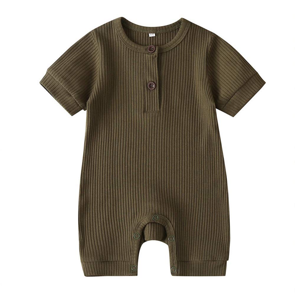 Unisex Newborn Baby Short Sleeve Button Romper Jumpsuit - Soft Cotton One-Piece Outfit for Boys & Girls (Solid Colors) - Perfect for Playtime, Photo Shoots & Everyday Wear
