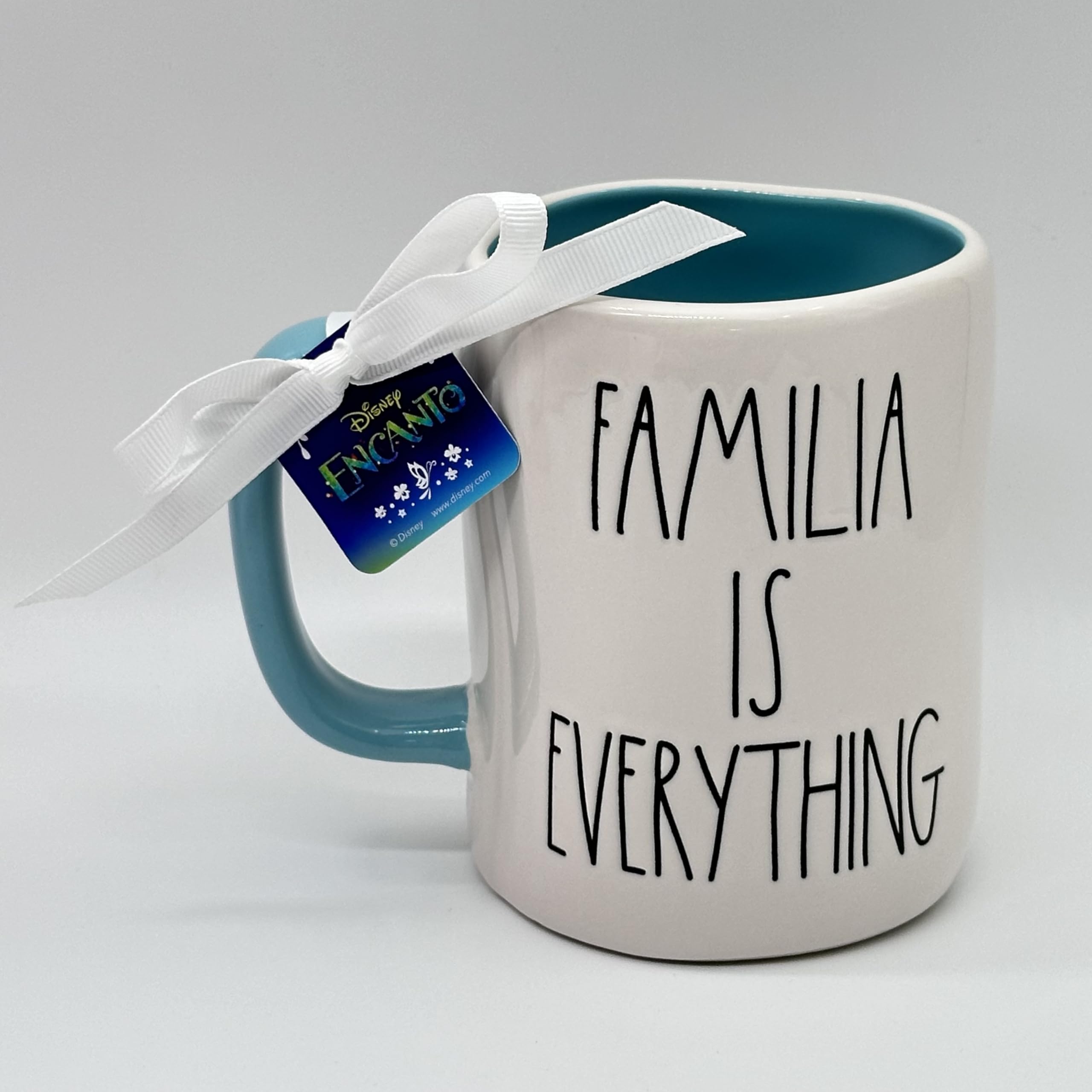 Rae Dunn FAMILIA IS EVERYTHING Mug - ENCANTO Inspired Ceramic Coffee Cup - Double Sided Design - Perfect for Disney Fans, Gift Giving & Hot Beverages at Home or Office