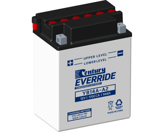 Century 12V 14Ah YB14A-A2 Motorcycle Battery - High Performance Powersports Battery for ATV, Scooter, Dirt Bike & More - Reliable Cold Cranking Power for Easy Starts