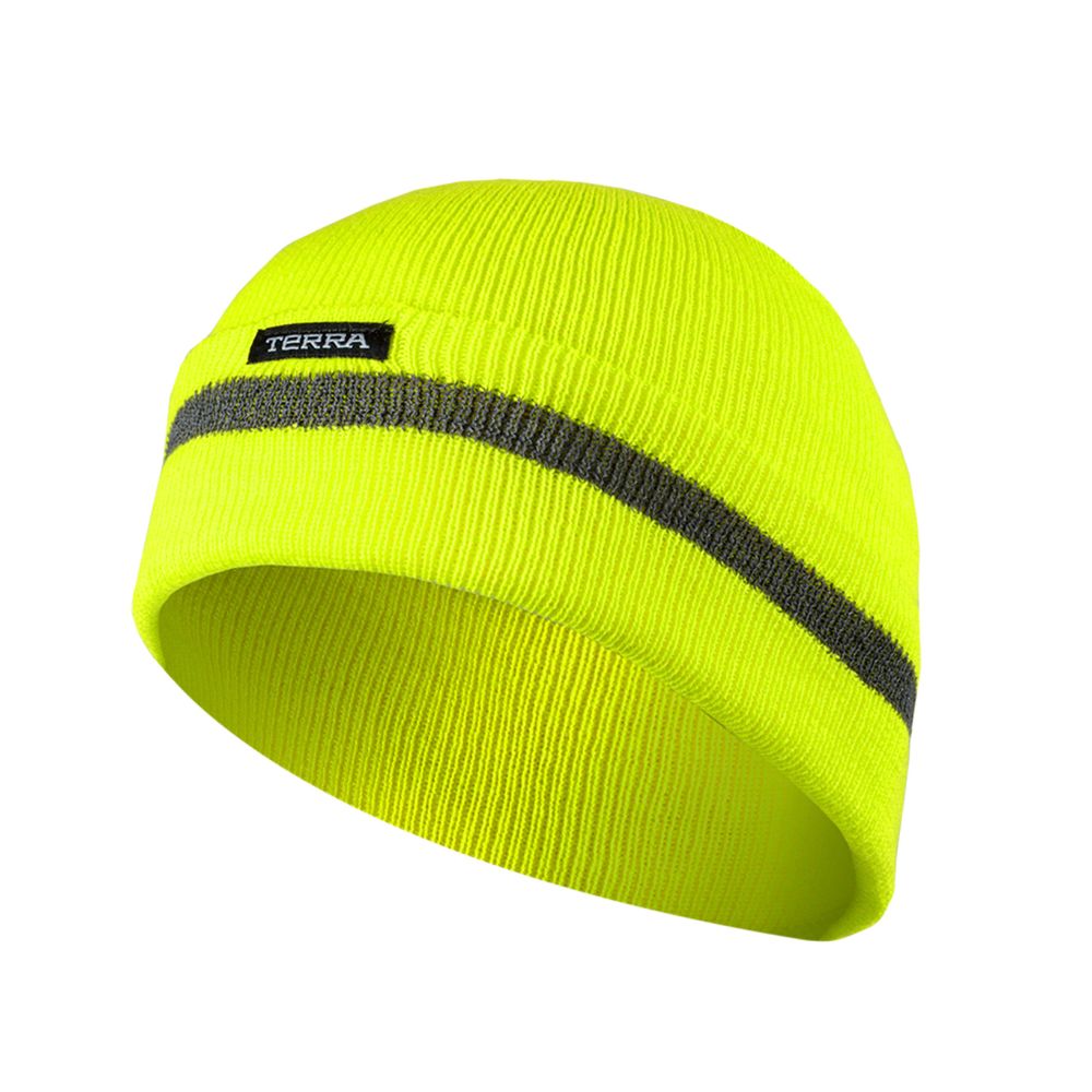 Terra Hi-Vis Winter Beanie 1316550 - Yellow | High Visibility Cold Weather Hat for Outdoor Work & Safety