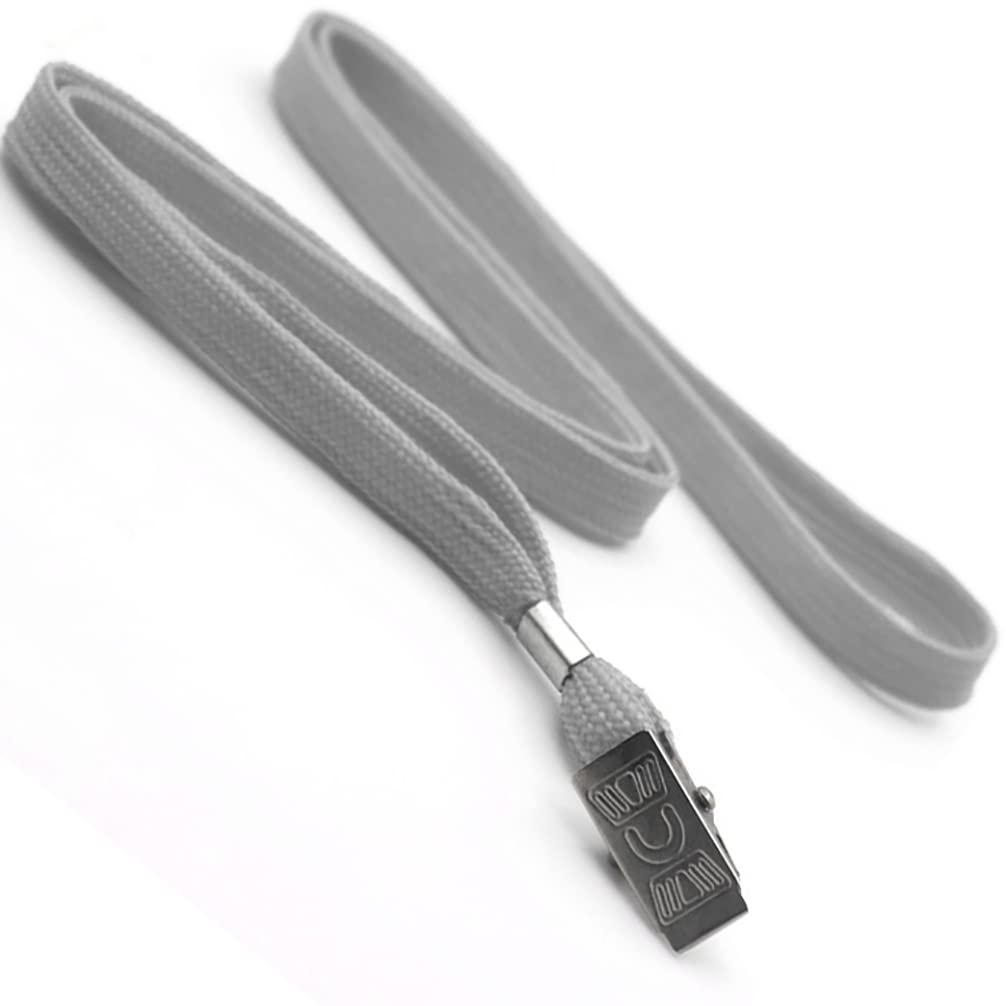 Ollain 100 Pack Gray ID Lanyards with Clip for Badge Holders - Cruise & Office Use