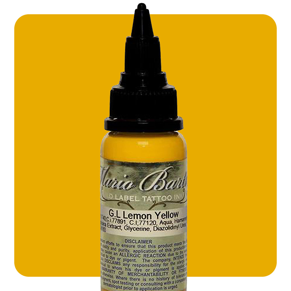 Premium Lemon Yellow Mario Barth Gold Label Tattoo Ink by Intenze - 1oz Bottle for Professional Tattoo Artists - Perfect for Vibrant Tattoo Designs and Body Art