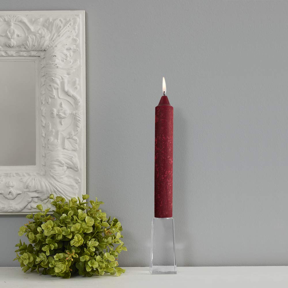 Root Candles 51978 Unscented Timberline Collenette 9-Inch Dinner Candles, 4-Pack, Garnet Red - Elegant Table Decor for Weddings, Holidays & Romantic Dinners