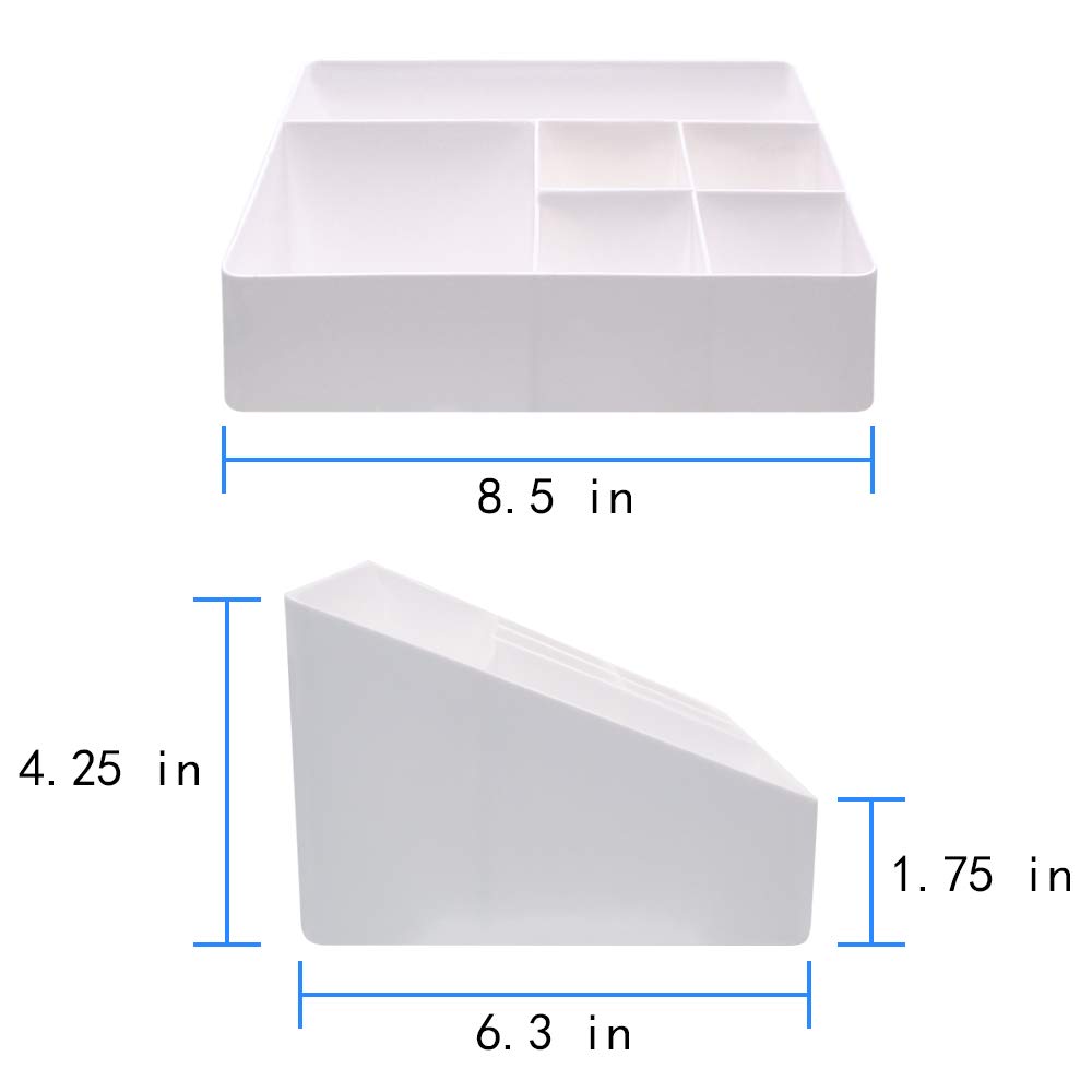 Granvela 6-Compartment Bedside Table Organizer & Makeup Storage Box | White Cosmetic Organizer for Vanity, Bathroom & Nightstand | Perfect for Jewelry, Skincare & Beauty Essentials