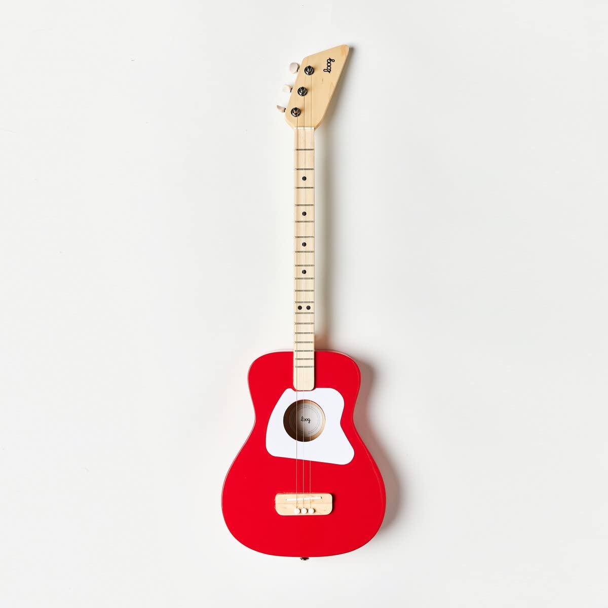 Loog Pro Acoustic Kids Guitar - 3-String Beginner Guitar for Children Ages 6+ with Free Learning App & Video Lessons - Perfect for Home Practice, Music Classes & Birthday Gifts (Red)