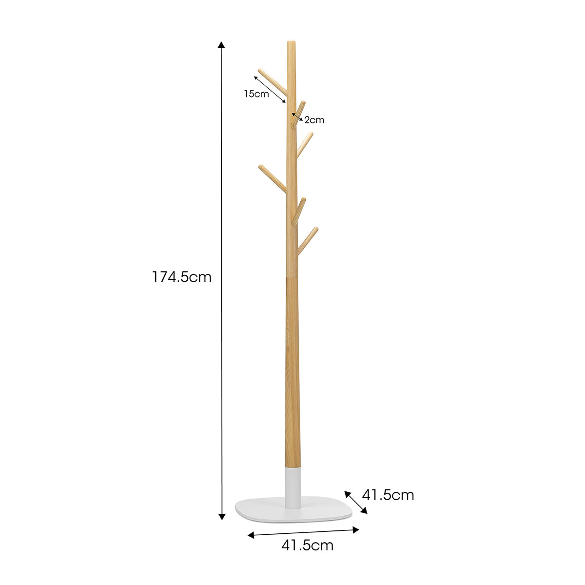 Stylish Wooden Coat Rack Stand with 5 Hooks - Wall Mounted Entryway Organizer for Hats, Jackets & Bags - Perfect for Hallway, Bedroom or Office Decor