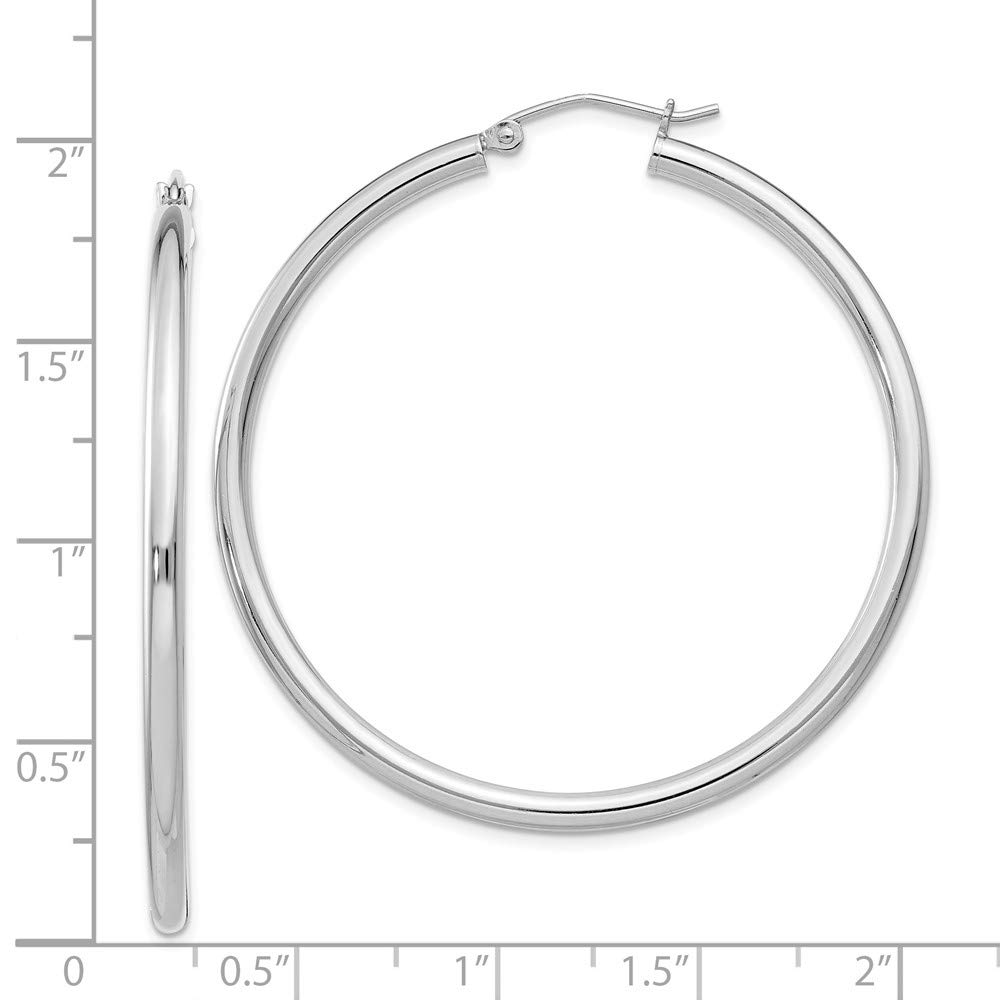 925 Sterling Silver 2.5mm Round Hoop Earrings - 44mm x 47mm | Hypoallergenic Dainty Everyday Jewelry for Women | Perfect for Work, Date Night & Gifts