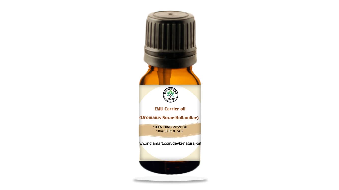 Pure & Undiluted DVNO Emu Carrier Oil for Skin Balancing, Massage, Moisturizing & Wrinkle Reduction (10ml) - Perfect for Facial Care, Body Massage & Anti-Aging Skincare Routine