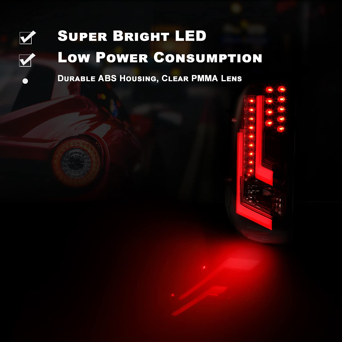 ROXX LED Tail Lights Assembly for 2014-2020 Toyota Tundra - Smoked LED Turn Signal, DRL & Brake Lights - Replacement Kit for Pickup Truck (Driver & Passenger Side) - Perfect for Night Driving & Enhanced Safety