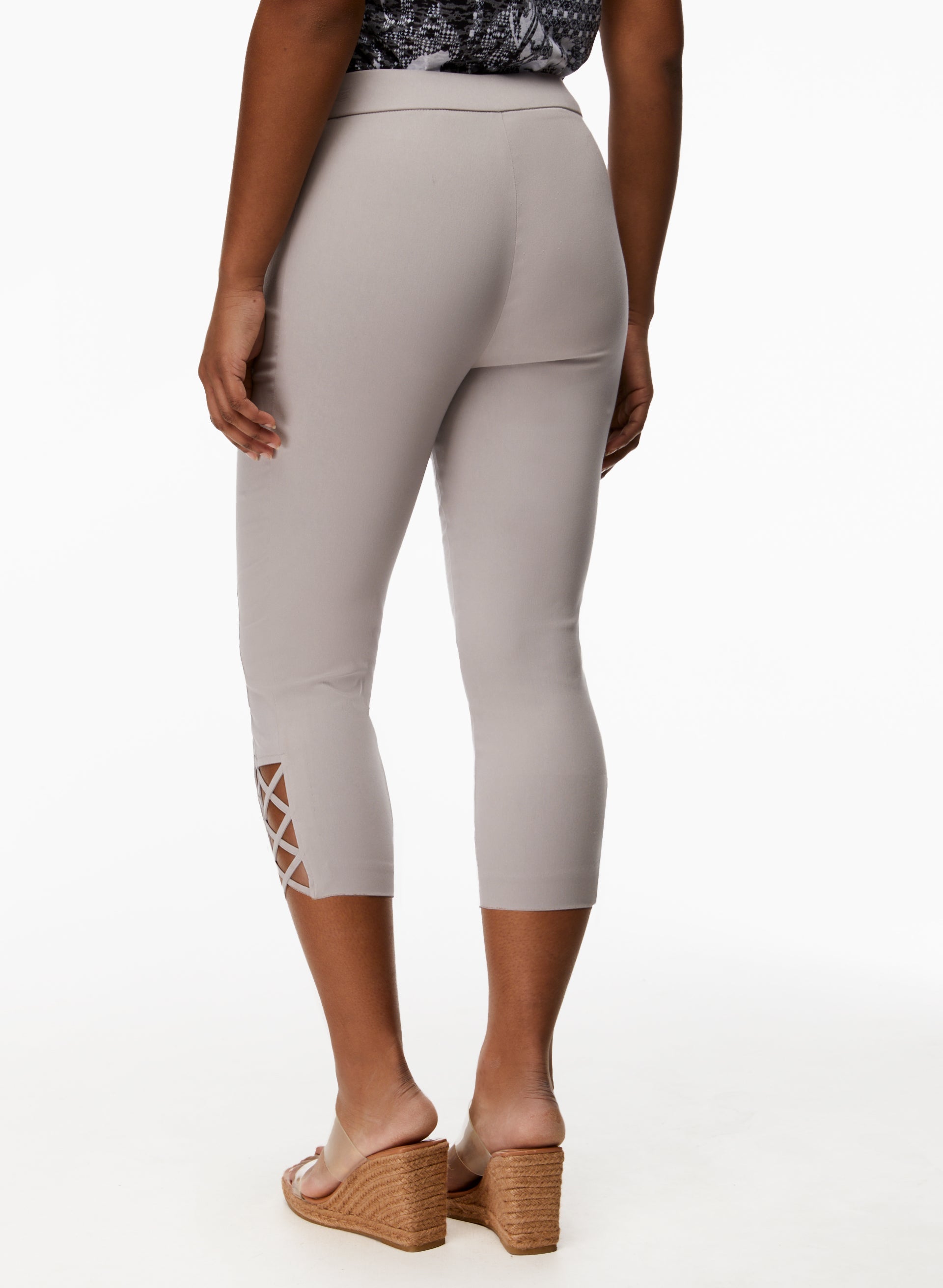 Women's Cross Detail Capris - Stylish & Comfortable Stretch Yoga Pants for Workout, Running & Lounge Wear