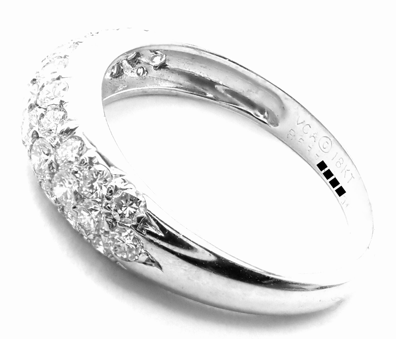 Authentic Van Cleef & Arpels 18k White Gold Diamond Band Ring for Women - Luxury Wedding Engagement Jewelry Gift for Her