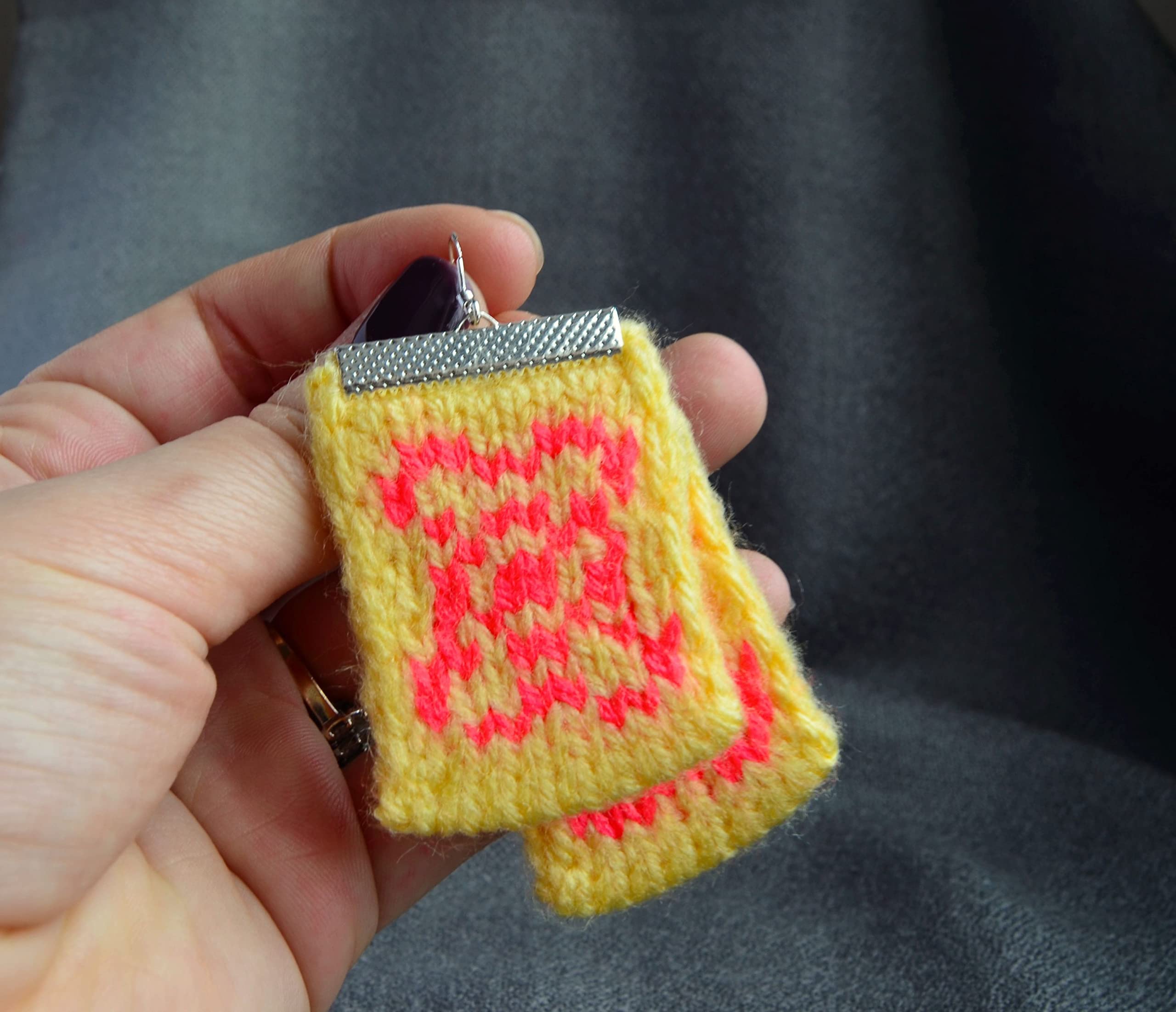 Handmade Yellow Knitted Earrings & Red Rectangle Crochet Jewelry - Unique Modern Gift for Women, Birthday, Anniversary - Perfect for Boho Fashion, Casual Wear & Special Occasions