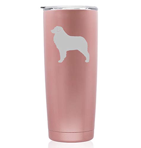 Rose Gold Double Wall Vacuum Insulated Stainless Steel Tumbler - 20oz Skinny Travel Mug with Australian Shepherd Design - Perfect for Coffee, Tea & Cold Drinks On-The-Go