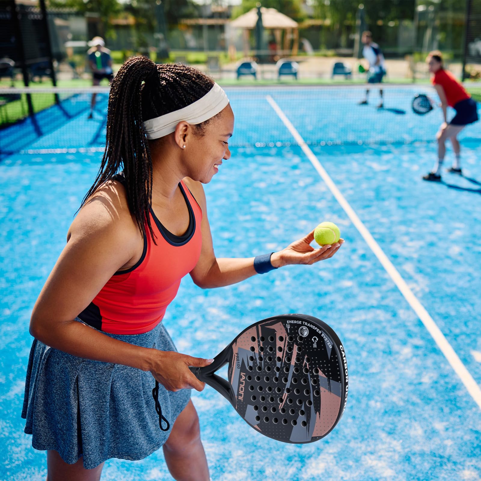 Premium Carbon Fiber Padel Racket with EVA Memory Flex Foam Core - Lightweight Tennis Paddle for Professional & Recreational Play - Ideal for Court Sports & Outdoor Games
