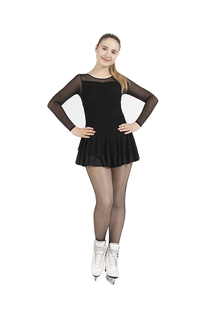 613 Figure Skating Dress with Mesh Overlay - Elegant & Comfortable Performance Costume for Ice Skating Competitions & Shows