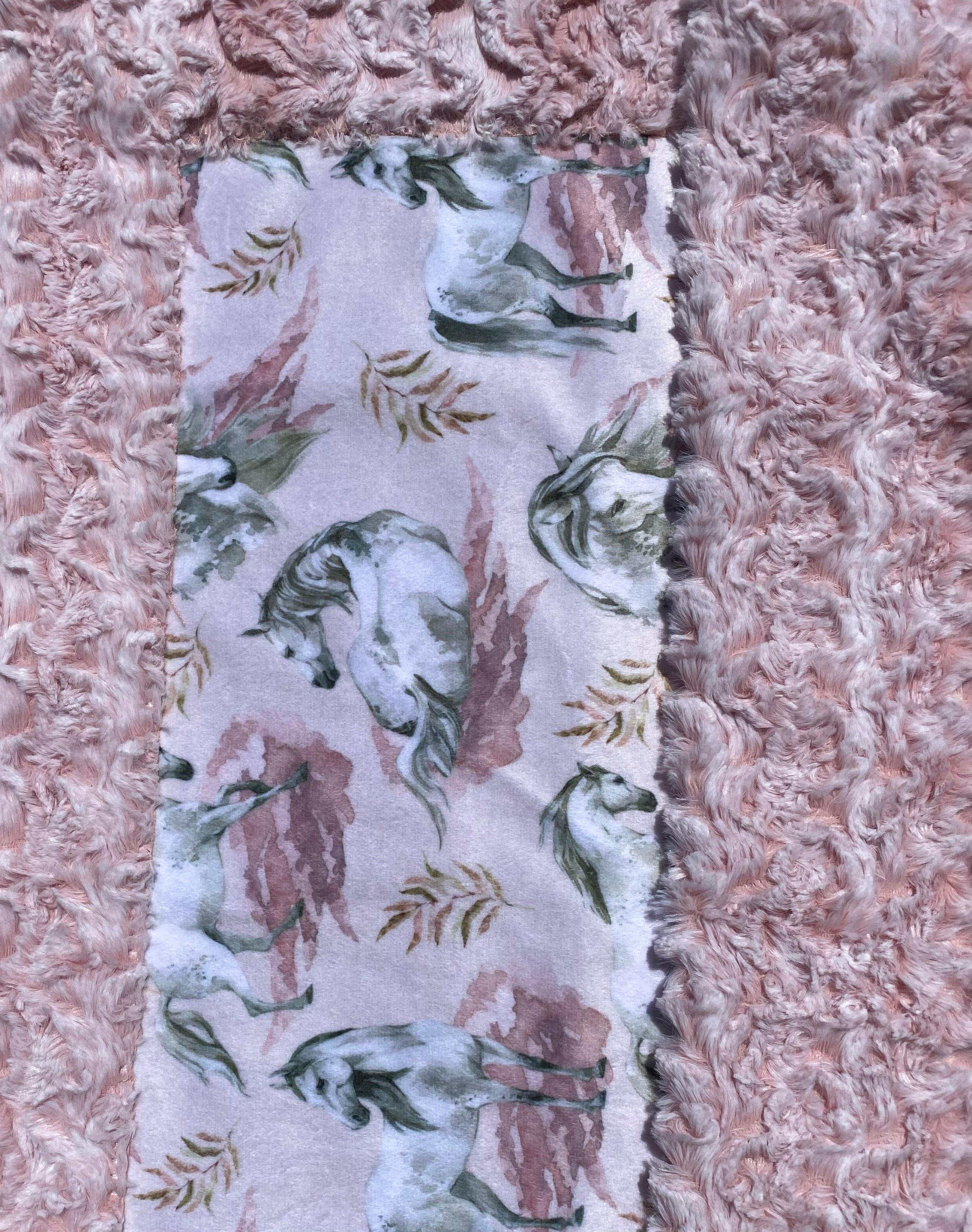 White Horse on Paloma Rosewater Pink Baby Minky Blanket 30x45 - Ultra Soft Nursery Blanket for Newborns, Infants & Toddlers - Perfect for Cuddling, Swaddling & Stroller Use