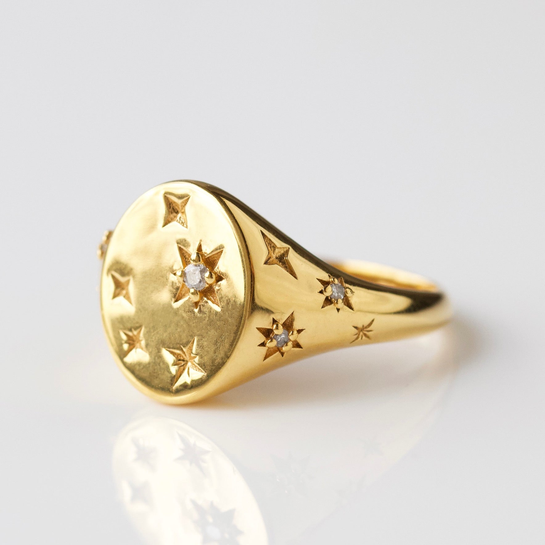 Diamond Star Signet Ring for Men & Women - 925 Sterling Silver Zodiac Ring - Perfect for Gifts, Weddings & Everyday Fashion Jewelry