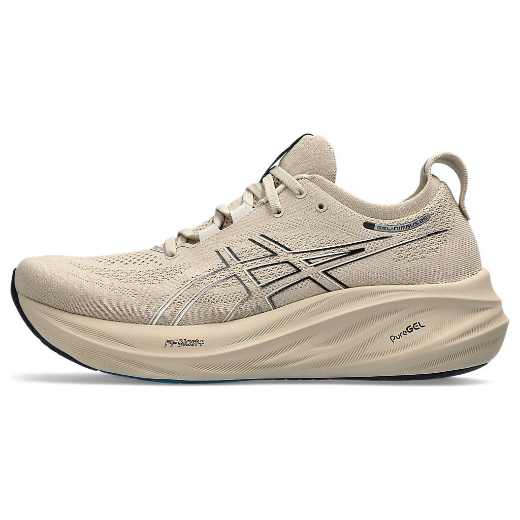 ASICS Men's Gel-Nimbus 26 Running Shoes - Feather Grey/Black - Premium Cushioned Sneakers for Long-Distance Running & Marathon Training