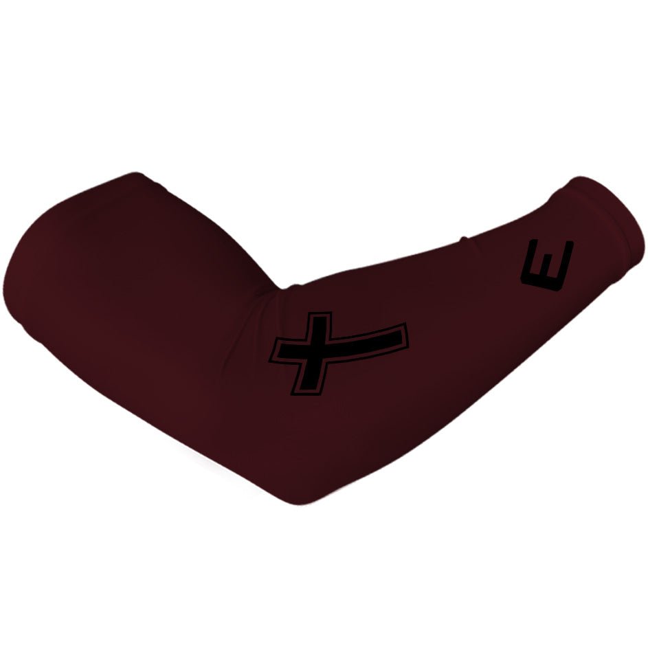 Faith Cross Maroon Arm Sleeve - Religious Compression Sleeve for Sports, Workout & Daily Wear - Perfect for Basketball, Running & Outdoor Activities