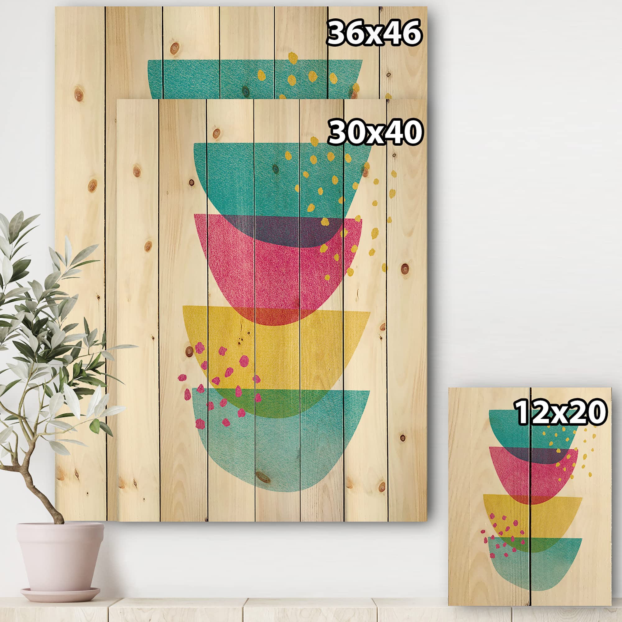 Mid-Century Modern Wood Wall Art - Blue Abstract Pine Panels for Home Decor