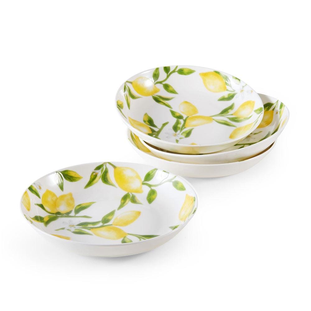 Premium Lemons Pasta Bowls - Set of 4 Ceramic Dinnerware, 34oz Large Serving Bowls for Pasta, Salad, Soup & Dessert | Durable & Microwave Safe | Perfect for Italian Meals, Family Dinners & Restaurant Use