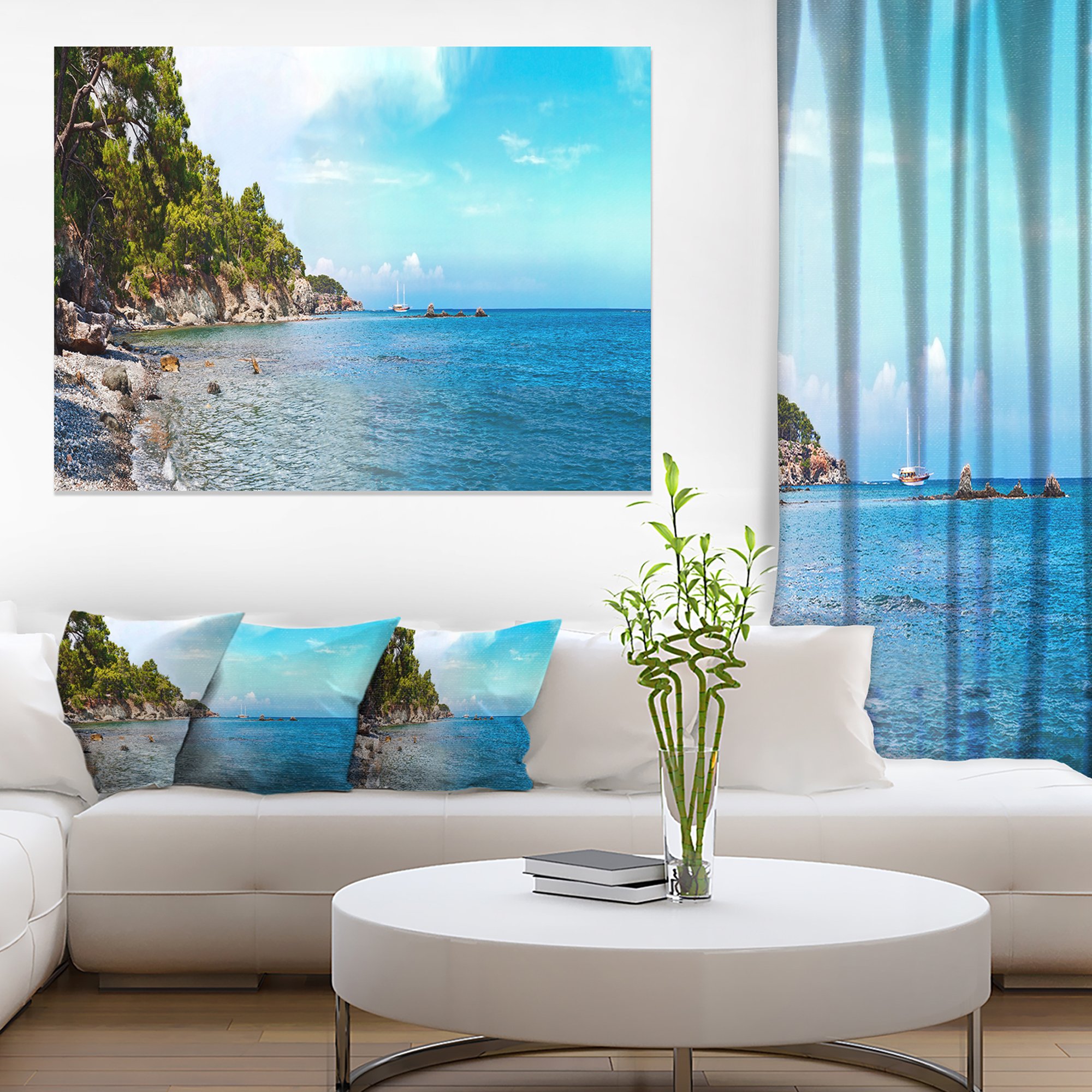 Wild Blue Beach Panorama View Extra Large Seashore Canvas Wall Art - Perfect for Living Room, Bedroom & Office Decor