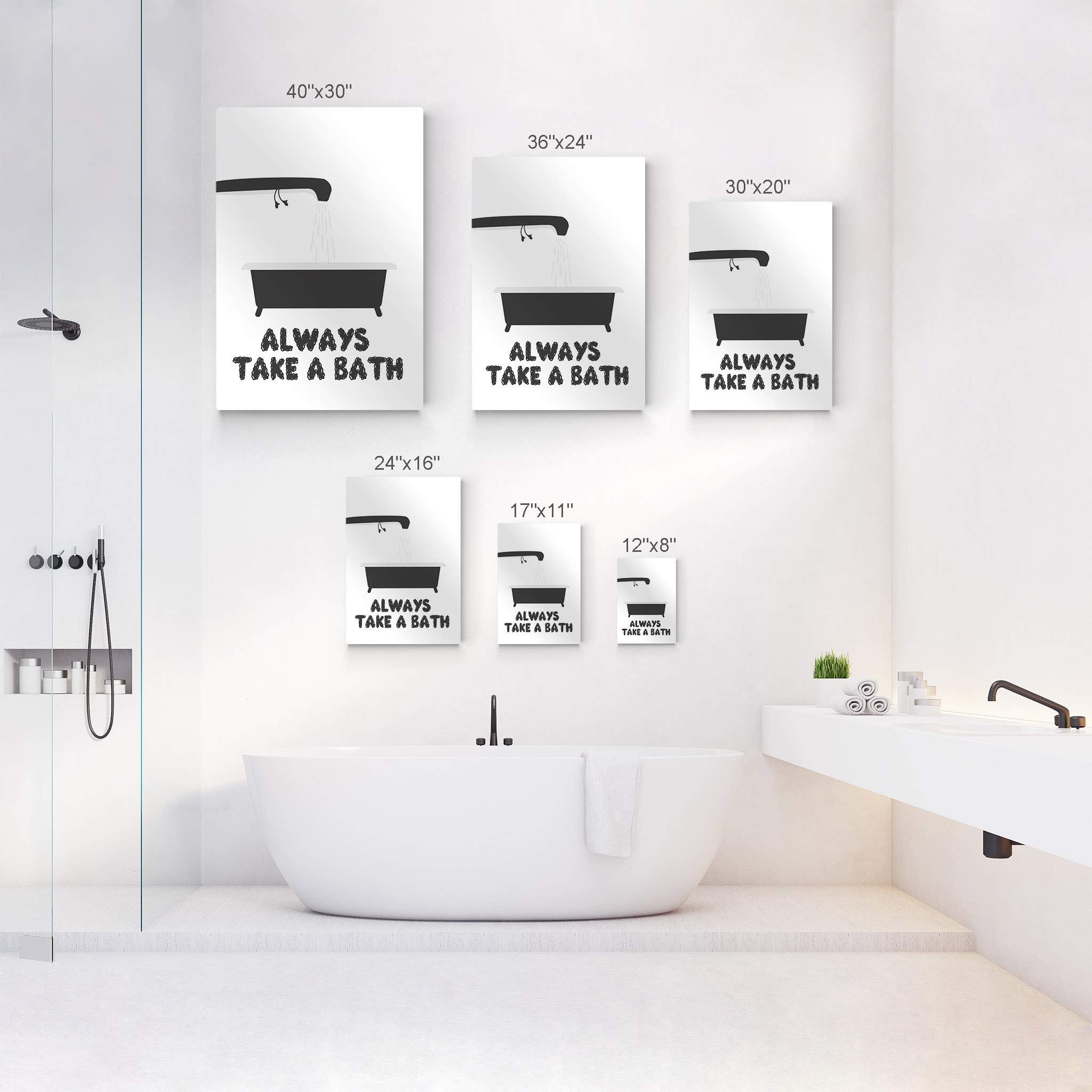 Funny Bathroom Wall Art - 'Always Take a Bath' Quote Metal Print | Kids Bathroom Decor, Nursery Wall Sign | Ready to Hang Home Decoration (40x30) | Perfect for Bathrooms, Kids Rooms & Nursery Decor | Made in USA