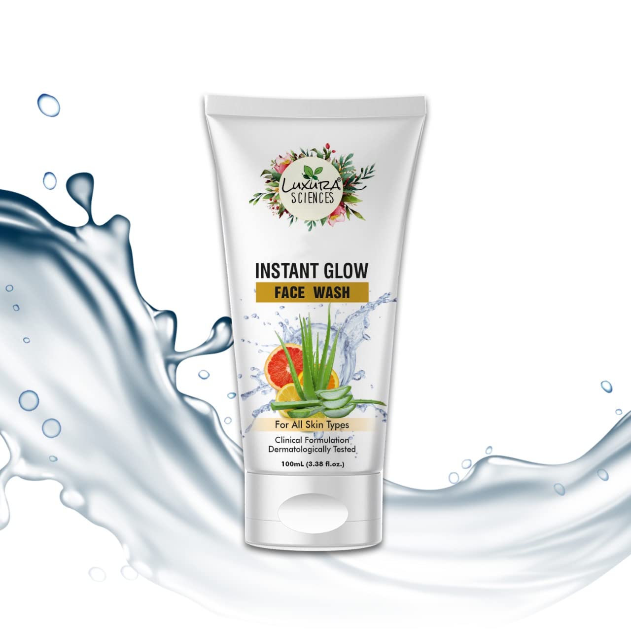 Luxura Sciences Glutathione Face Wash 100ml - Brightening & Anti-Aging Facial Cleanser for Radiant Skin | Perfect for Daily Skincare Routine & Travel