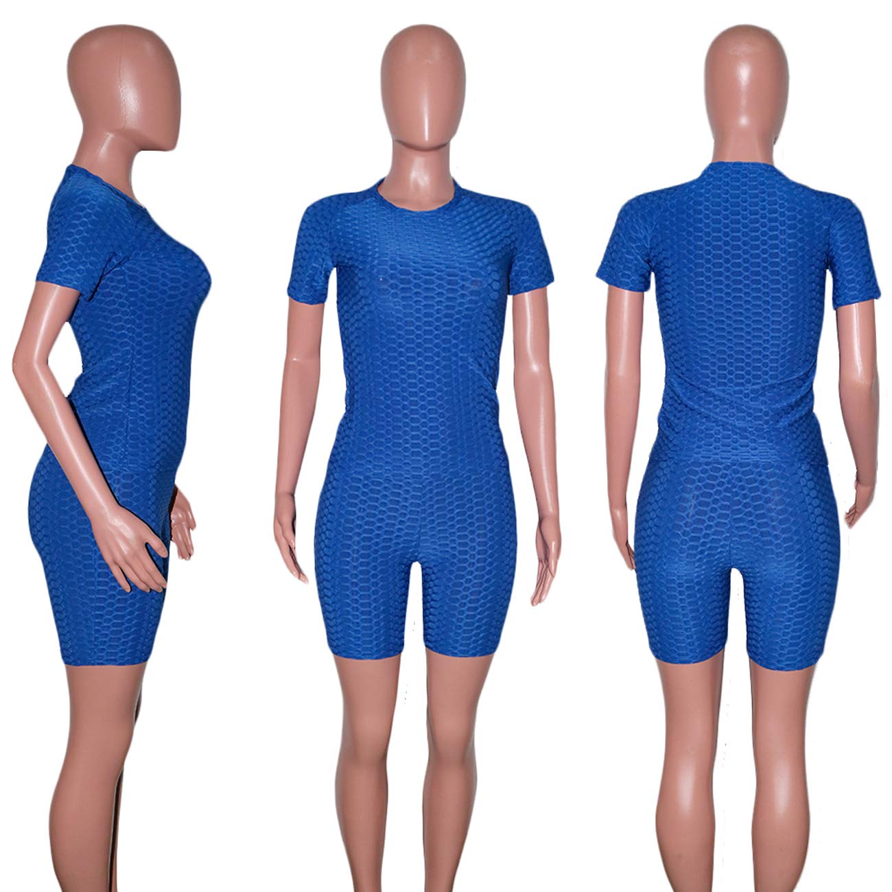 Women's 2-Piece Short Sets - Textured Tracksuit with Short Sleeve Top & Shorts | Summer Workout Outfit for Gym, Yoga & Casual Wear