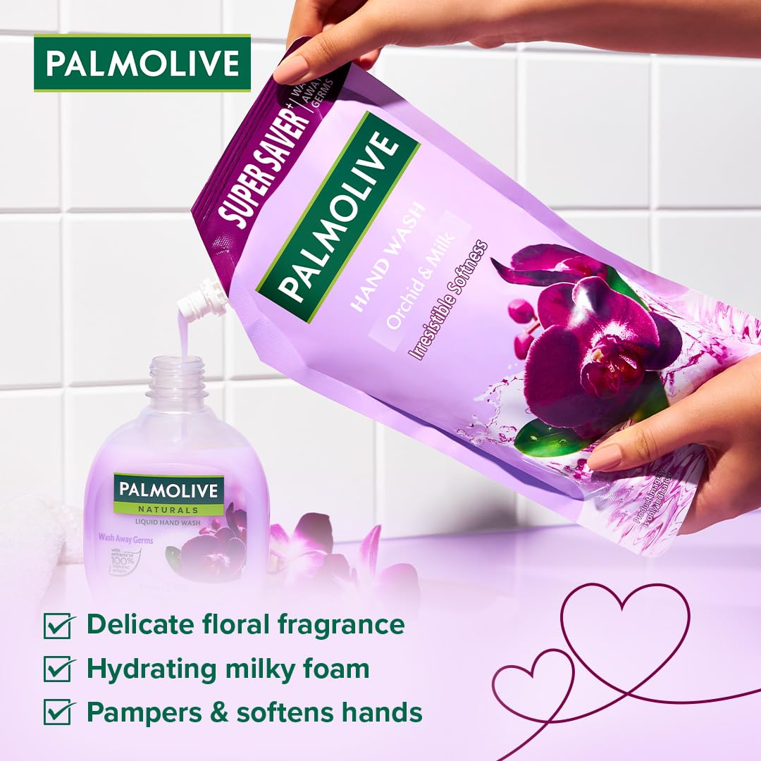 Palmolive Naturals Black Orchid & Milk Hand Wash Refill 750ml - Germ Protection for Home & Office