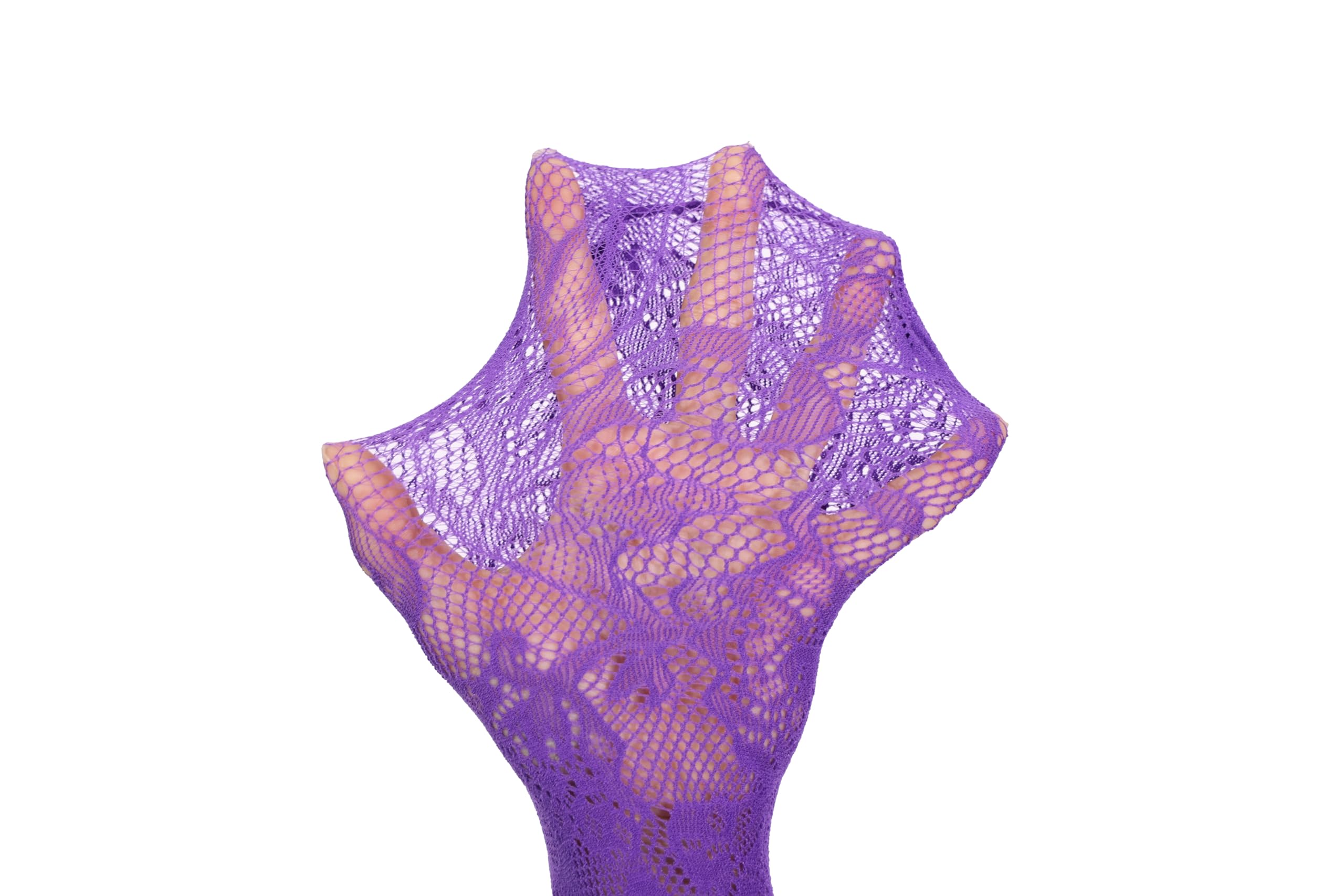 Sexy Purple or Black Lace Tights for Women - Floral Fishnet Pantyhose with Rose Design, High Waist, One Pair - Perfect for Christmas, Parties, Date Nights & Special Occasions
