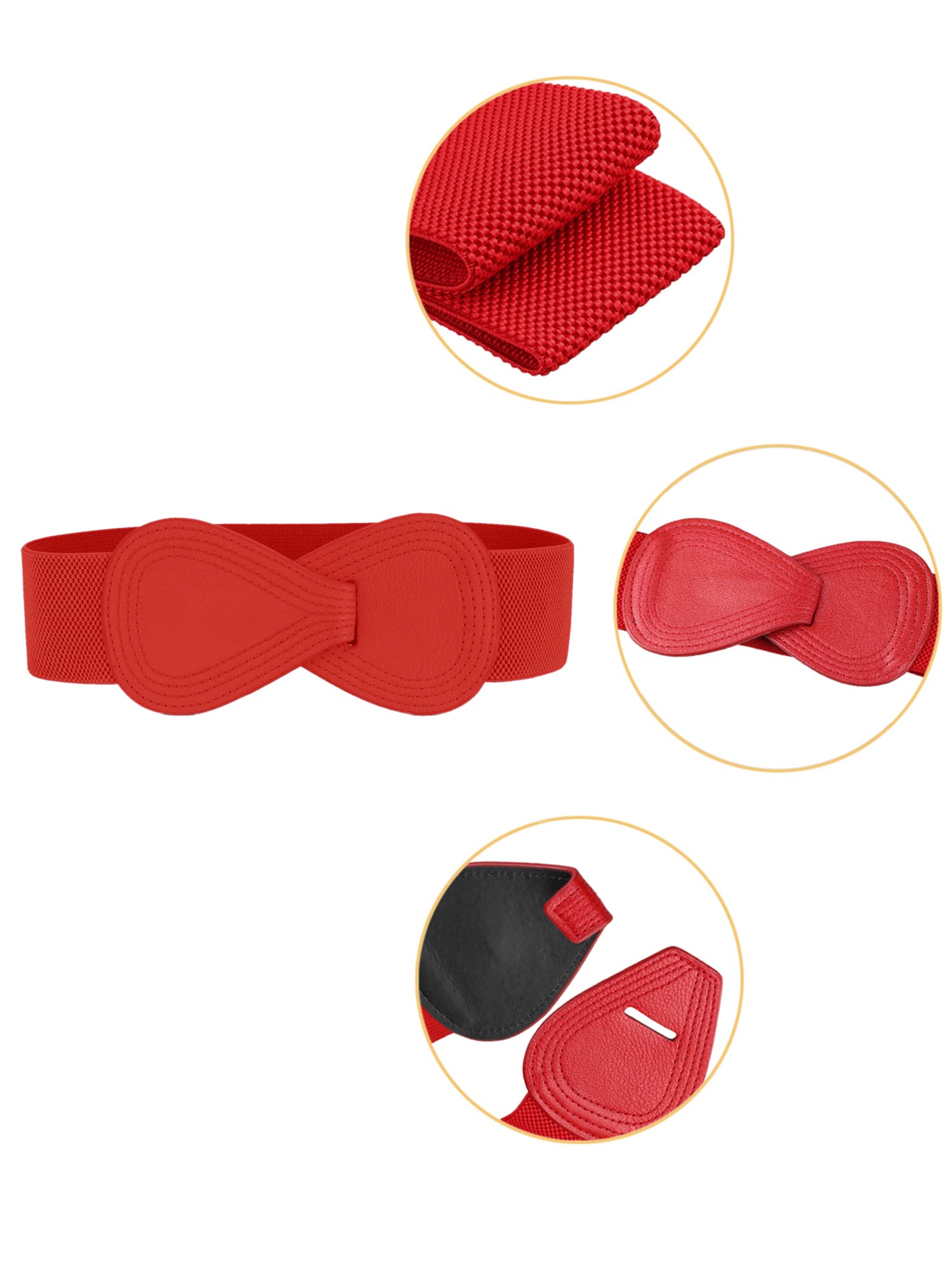 Allegra K 2-Pack Women's Plus Size Stretch Waist Belt with Interlock Buckle - Elastic Dress Belt for Dresses, Skirts & Formal Wear | Comfortable & Adjustable Fashion Accessory