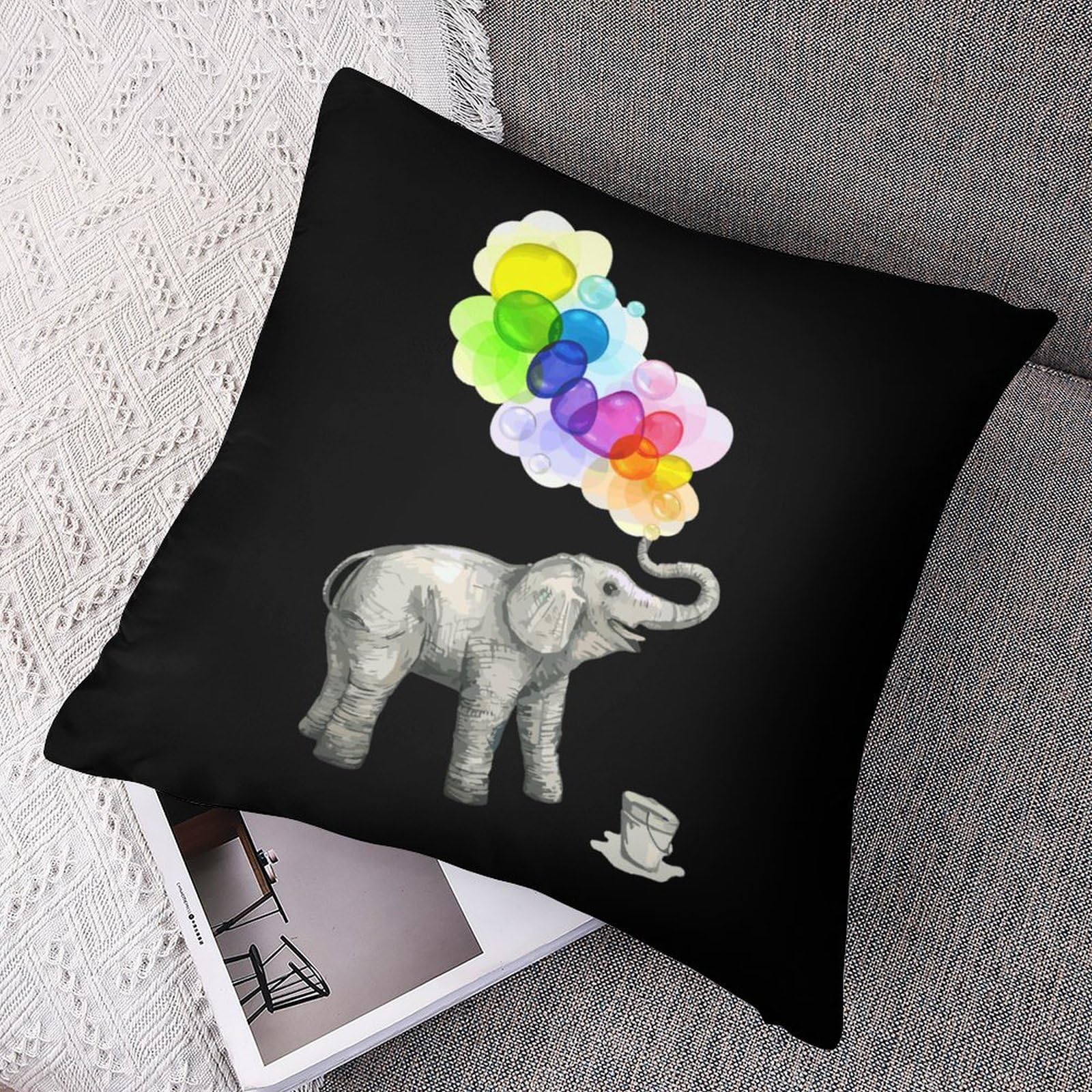 Soft Elephant Bubble Dream Polyester Pillow Cases - 22x22 Inch Smooth Cushion Covers for Sofa, Bed & Home Decor - Perfect for Living Room, Bedroom & Nursery