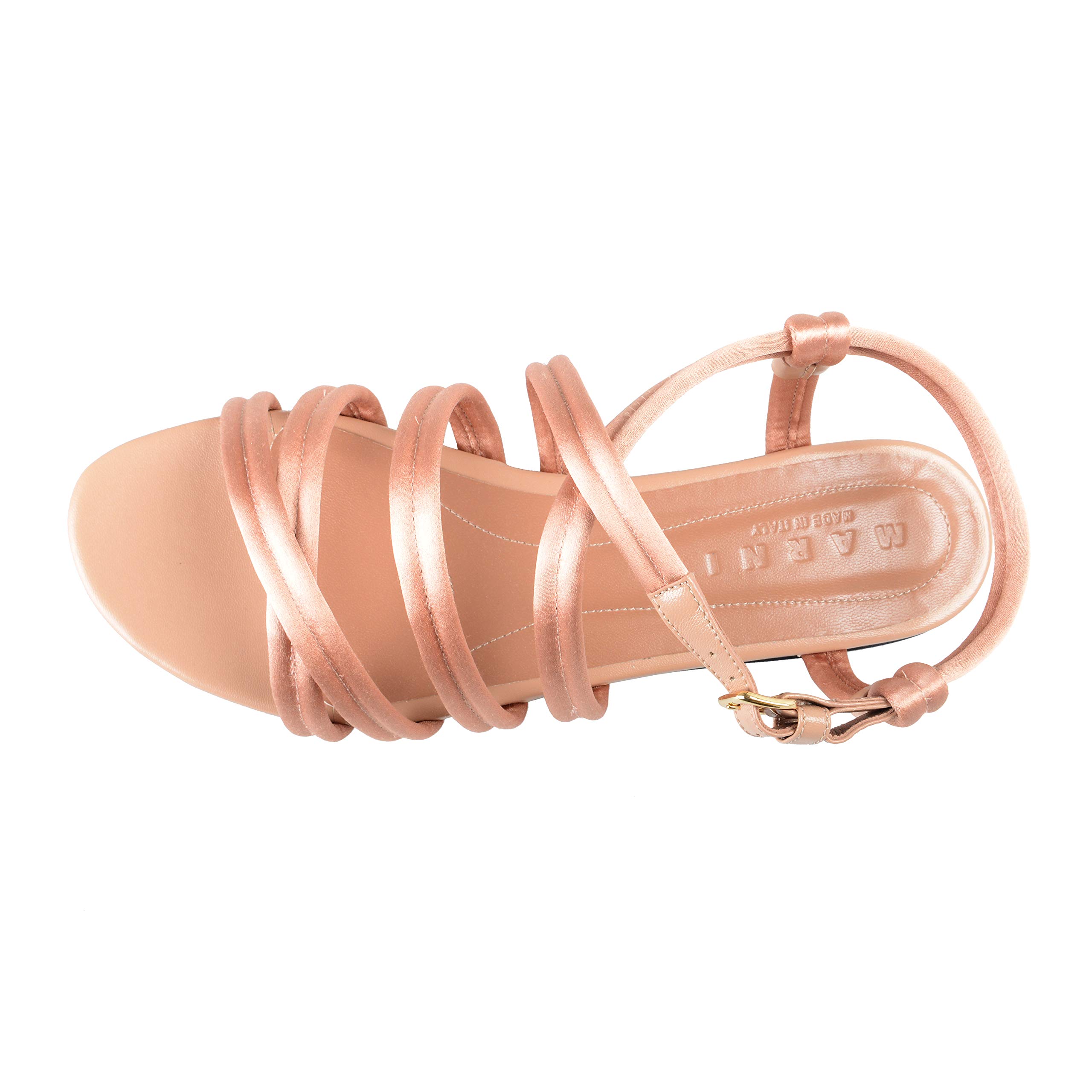 Marni Women's Pink Strappy Satin Leather Sandals Size US 7.5 (IT 37.5) - Elegant Summer Wedge Heel Sandals for Beach, Wedding & Party Occasions