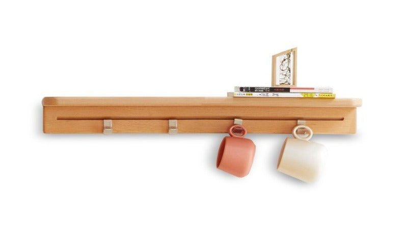 Wall shelf 0.7 meters 27.6x5.9x3.1 inch (70х15х8 cm) 4 hooks