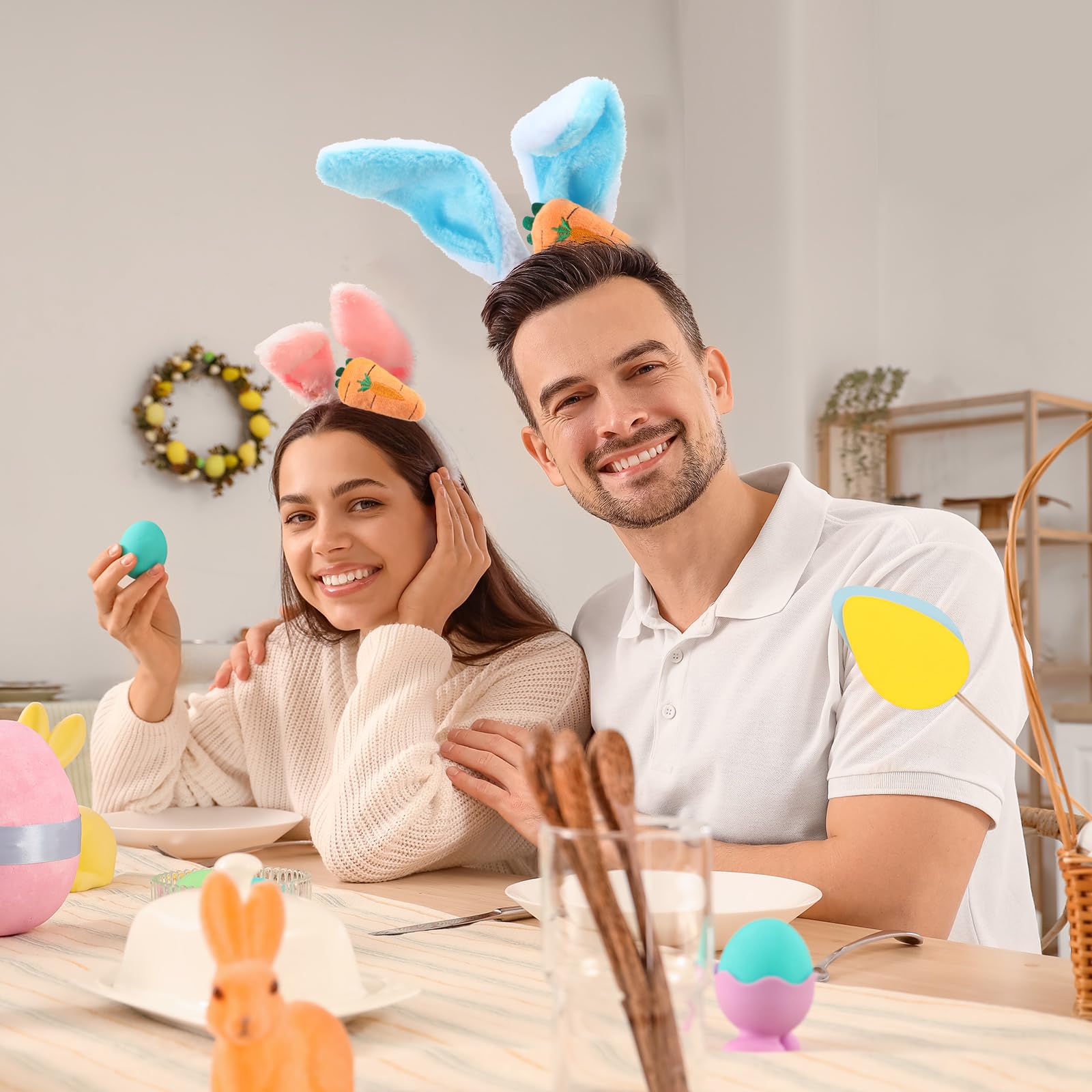 XunYee 8 Pack Easter Bunny Ears Headband - Soft Plush Rabbit Ears Hair Accessories for Women, Men & Pets - Cute Easter Party Decorations & Costume Props for Easter Egg Hunt, Spring Festival & Themed Parties