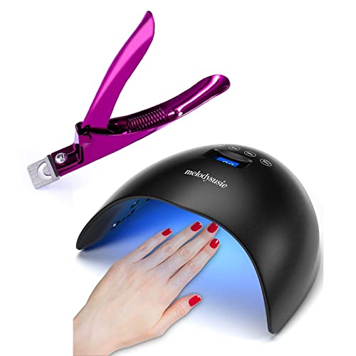 MelodySusie Professional Acrylic Nail Clippers & 48W UV LED Nail Lamp - Adjustable Stainless Steel Nail Tip Cutter with Touch Sensor & 4 Timer Settings - Fast Drying for Gel Polish - Perfect for Home Manicures & Salon Nail Art
