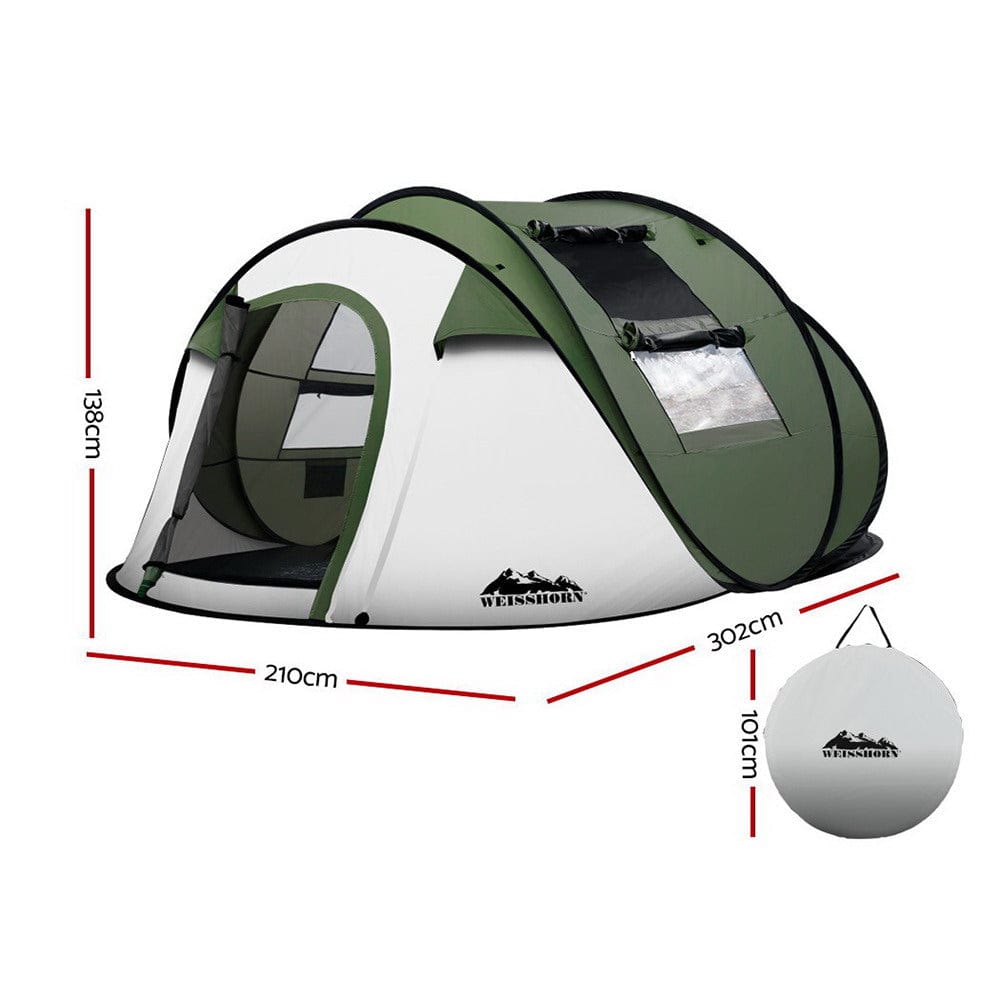 Weisshorn Instant Up Camping Tent for 4-5 Person - Easy Pop Up Family Tent for Hiking, Beach & Outdoor Adventures - Lightweight Dome Shelter for Camping, Picnics & Backpacking