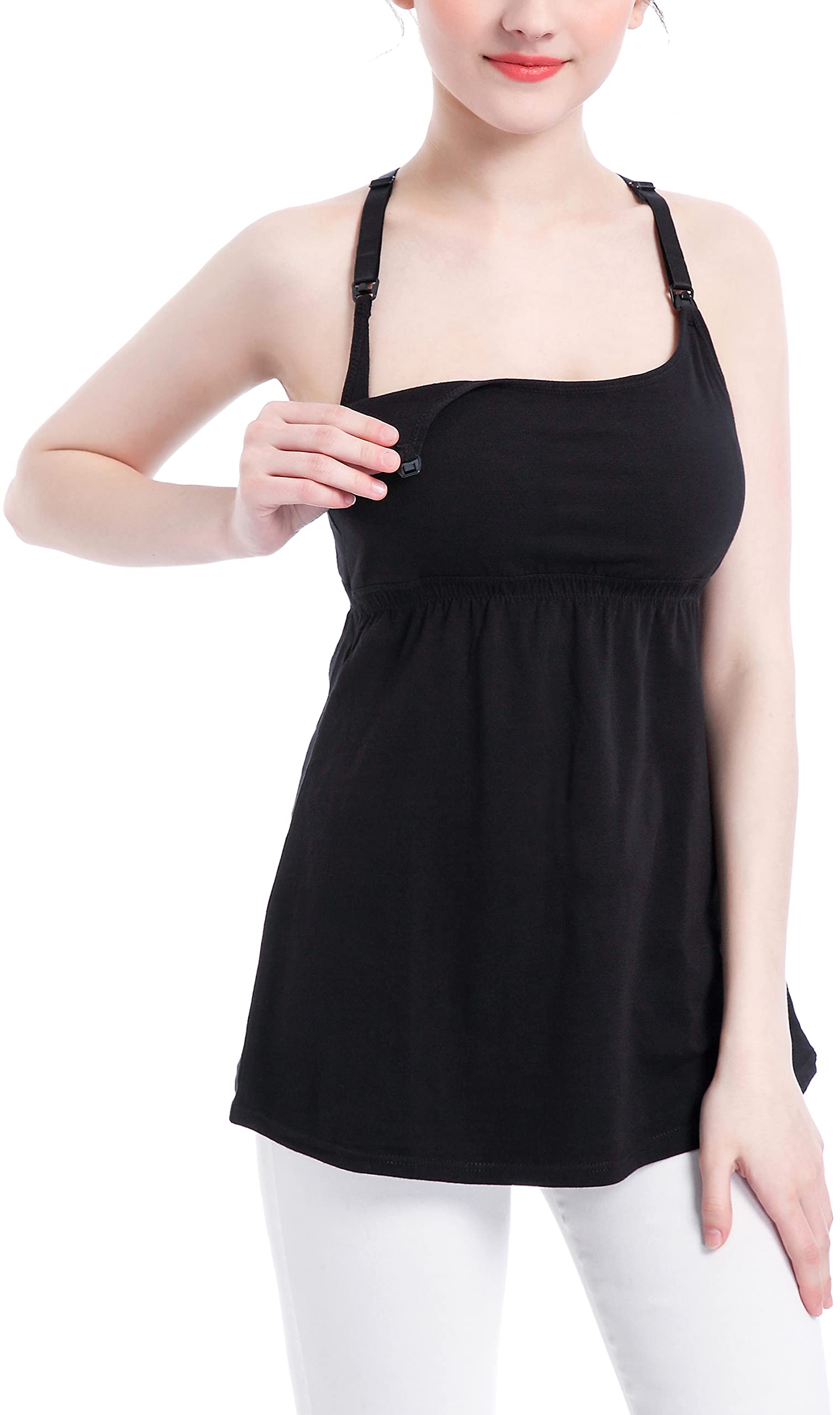 SUIEK Women's Nursing Tank Top - Cotton Maternity Cami with Built-in Shelf Bra - Comfortable Breastfeeding Clothes for Nursing Moms - Perfect for Everyday Wear, Lounging & Postpartum Recovery