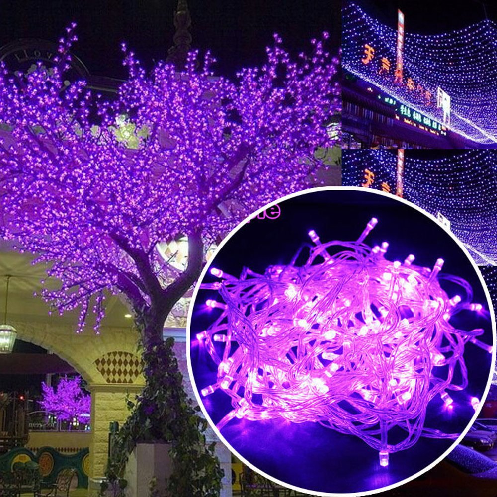 Autolizer 100 LED Purple Fairy String Lights - Battery Operated Waterproof Christmas Tree Decorations, Wedding Party Lights, Halloween & Garden Decor with 8 Lighting Modes - Perfect for Indoor/Outdoor Holiday Displays, Restaurant Ambiance & Home Decoration