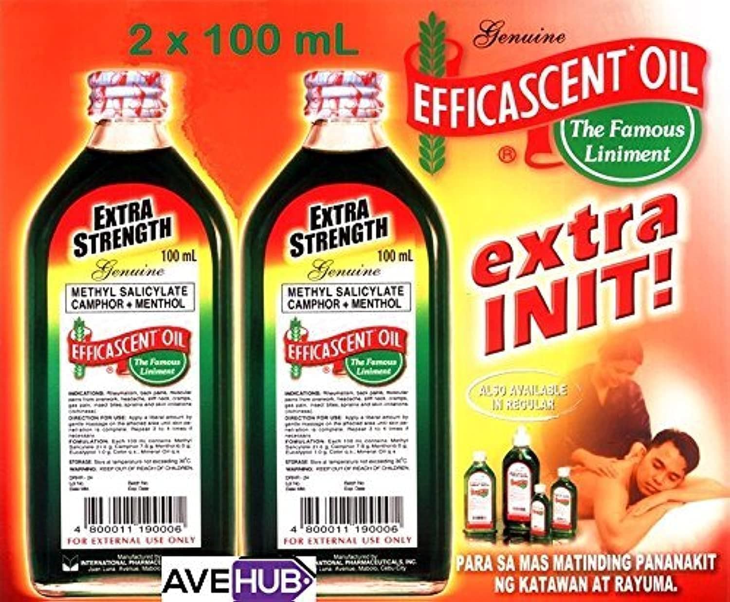 Efficascent Oil Extra Strength 100mL - Fast-Acting Pain Relief & Muscle Relaxant (2-Pack) | For Back Pain, Arthritis & Joint Discomfort | Travel & Sports Recovery Essential