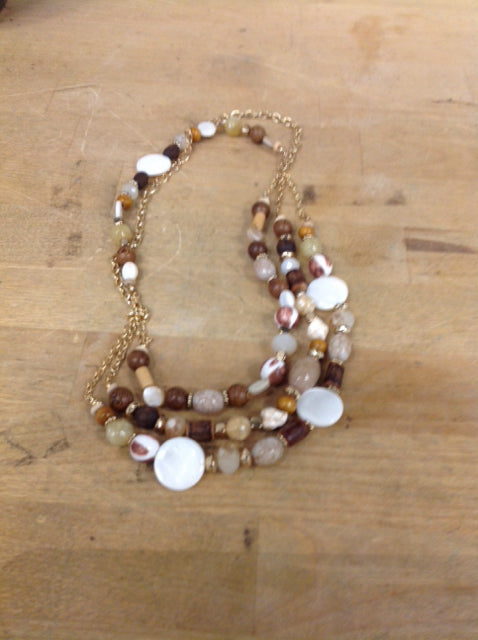 Elegant Gold Multi Brown Beaded Necklace for Women - Perfect for Weddings, Parties & Everyday Wear