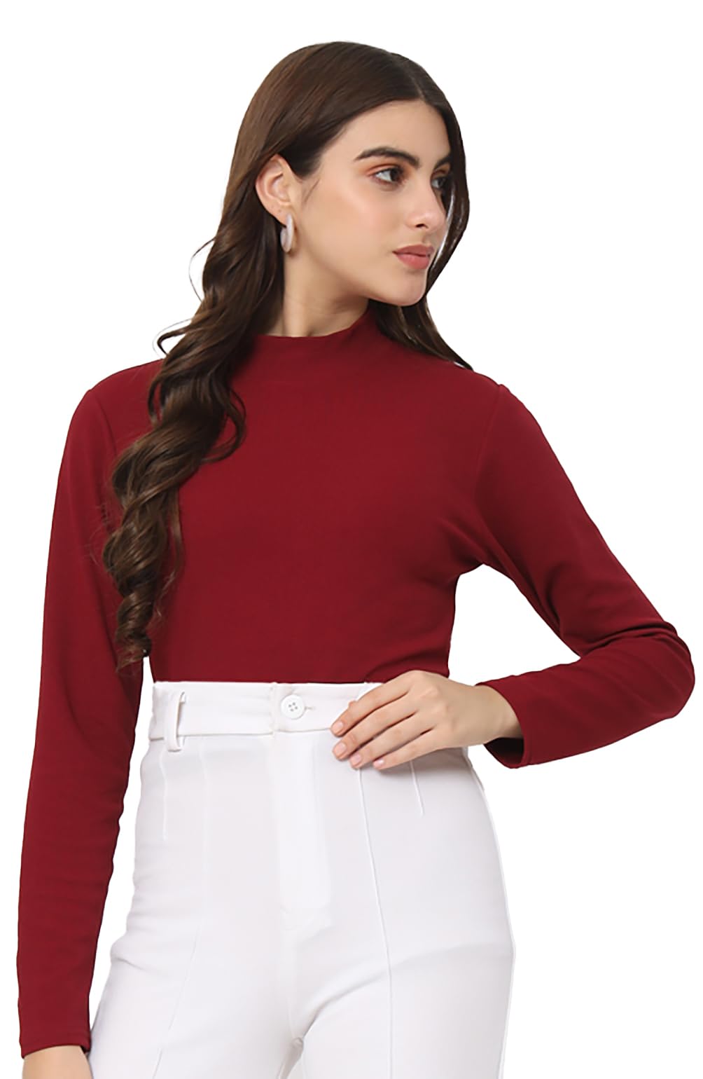 iStyle Can Solid High Neck Full Sleeve Stretchable Slim Fit Women's Top | Winter Warm Turtleneck Shirt for Women | Perfect for Office Wear, Casual Outfits & Cold Weather Layering